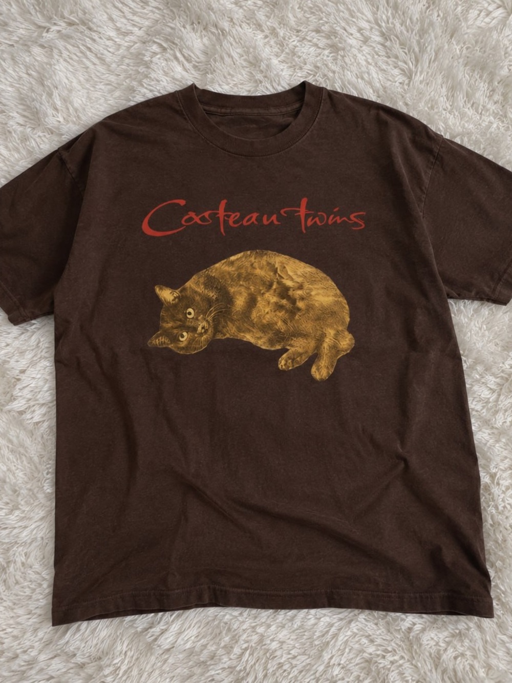 Cocteau Twins Yellow Cat Graphic and Red Script
